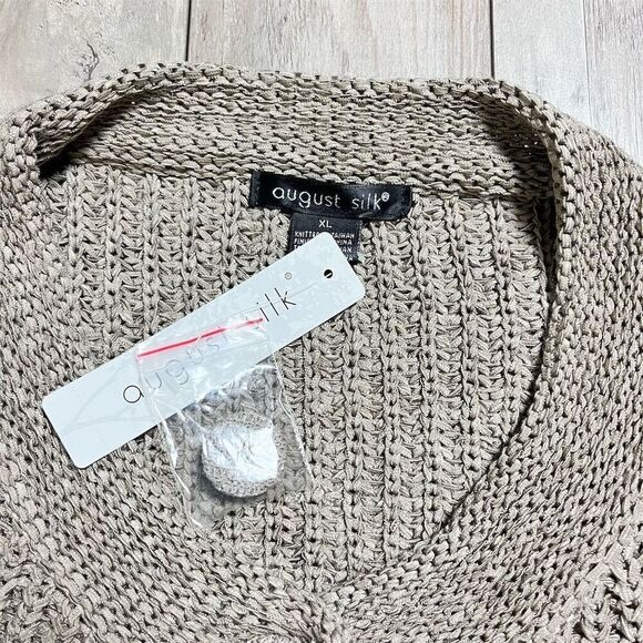 August Silk Women's XL Brown Short Sleeve Knitted Cardigan Sweater - Picture 8 of 9